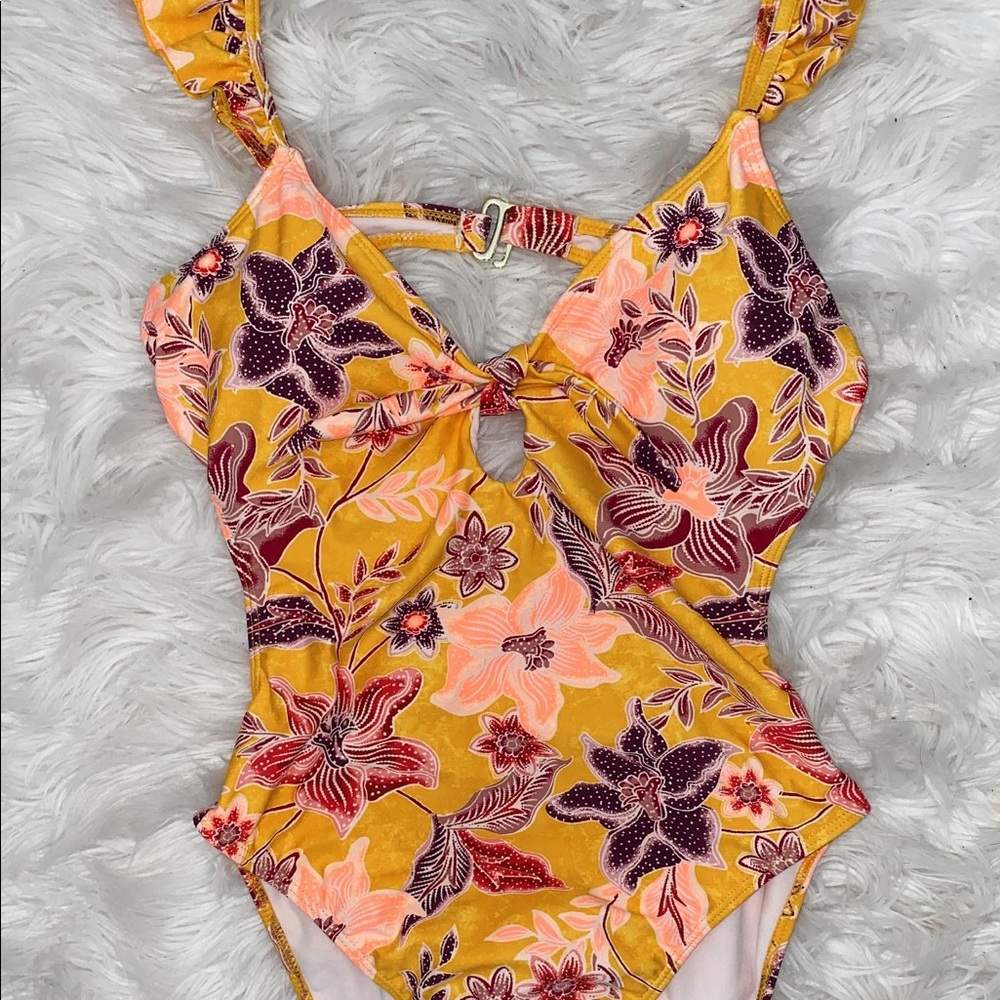NEW Yellow Floral One Piece Swimsuit/Bathing Suit